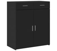 ULUYYUC Vetrinetta Soggiorno Mobiletto Cucina Salvaspazio Mobiletto Bagno Mobile Basso Soggiorno - Credenza Nera 80x42,5x93 cm in Legno Multistrato per Cucina Bagno Ufficio Camera Da Letto