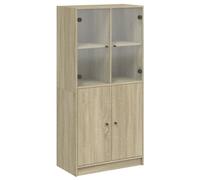 ULUYYUC Vetrinetta Soggiorno Mobiletto Cucina Salvaspazio Mobiletto Bagno Mobile Basso Soggiorno - Credenza con Ante Rovere Sonoma 68x37x142 cm Legno Multistrato per Lavanderia Camera Da Letto
