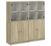 ULUYYUC Vetrinetta Soggiorno Mobiletto Cucina Salvaspazio Mobiletto Bagno Mobile Basso Soggiorno - Libreria Ante Rovere Sonoma 136x37x142 cm in Legno Multistrato per Lavanderia Camera Da Letto