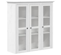 ULUYYUC Vetrinetta Soggiorno Mobiletto Cucina Salvaspazio Mobiletto Bagno Mobile Basso Soggiorno - Mobile con Ante in Vetro BODO in Legno Massello di Pino Bianco per Camera Da Letto Bagno Ufficio