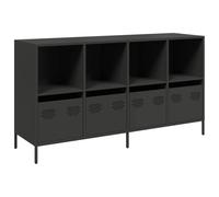 ULUYYUC Vetrinetta Soggiorno Mobiletto Cucina Salvaspazio Vetrina Soggiorno Armadietto Salvaspazio - Credenza Nera 135x39x73,5 cm in Acciaio Laminato a Freddo per Salotto Corridoio Ufficio Bagno