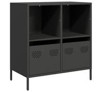 ULUYYUC Vetrinetta Soggiorno Mobiletto Cucina Salvaspazio Vetrina Soggiorno Armadietto Salvaspazio - Credenza Nera 68x39x73,5 cm in Acciaio Laminato a Freddo per Salotto Corridoio Ufficio Bagno