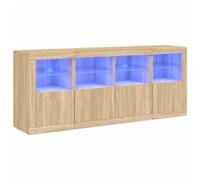 ULUYYUC Vetrinetta Soggiorno Mobiletto Cucina Salvaspazio Vetrina Soggiorno Armadietto Salvaspazio - Credenza con Luci LED Rovere Sonoma 163x37x67 cm per Bagno Lavanderia Camera Da Letto Ingresso