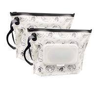 ULVBABI Contenitore portatile di piccole dimensioni (17,8 x 13,7 cm), dispenser di salviette riutilizzabili e ricaricabili, ecologico, pratico da viaggio (Moon Girl)