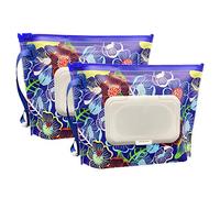 ULVBABI Contenitore portatile di piccole dimensioni (17,8 x 13,7 cm), dispenser di salviette riutilizzabili e ricaricabili, ecologico, pratico da viaggio per salviette per pannolini (fiore)