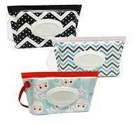 ULVBABI - Contenitore portatile per salviettine umidificate, riutilizzabile, porta salviettine umidificate, ricaricabile, da viaggio, per conservare umide le salviettine [3 pezzi)