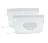 ULVBABI - Dispenser portatile per salviettine umidificate, riutilizzabili, per lo smaltimento dei pannolini, ricaricabile, per viaggio personale, mantiene umide le salviettine umidificate (stile trasparente, confezione da 2)