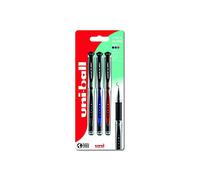 UM-153S Gel Impact Rollerball 3pc Blister Nero/Blu/Rosso Plastica Senza Imballaggio