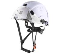 UM ULTRAMAXX Casco di sicurezza certificato ANSI di tipo II con sospensione a 6 punti, cricchetto e visiera regolabili per edilizia, lavori industriali (visiera trasparente, bianco)