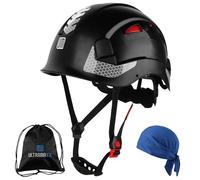 UM ULTRAMAXX Casco di sicurezza rigido, approvato ANSI Z89.1, casco da lavoro leggero ventilato, casco da lavoro regolabile a 6 punti, ideale per l'industria e l'edilizia, nero
