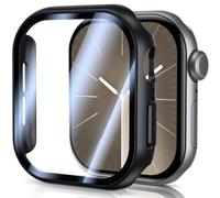 UM UNIQUEME per Apple Watch S10 42 mm Custodia protettiva - PC duro ultra sottile Custodia protettiva in vetro Protezione dello schermo a tutto tondo per iWatch S10 42 mm Custodia, Nero-2 pezzi