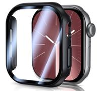 UM UNIQUEME per Apple Watch S10 46 mm Custodia protettiva - PC duro ultra sottile Custodia protettiva in vetro Protezione dello schermo a tutto tondo per iWatch S10 46 mm Custodia, Nero-2 pezzi