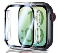 UM UNIQUEME per Apple Watch S7/S8/S9 41 mm Custodia protettiva, PC duro ultra sottile Custodia in vetro Protezione dello schermo a tutto tondo per iWatch S7/S8/S9 41 mm Custodia, Trasparente-2 pezzi