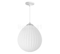 Umage Around the World Lampada a sospensione, rosone conico - rosone bianco/cavo bianco/copertura acciaio - ø35,4 cm