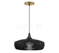 Umage Clava Dine Wood Lampada a sospensione, rosone rotonda - rosone ottone/cavo nero/paralume rovere nero