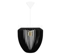 Umage Clava Wood Lampada a sospensione, rosone conico - rosone bianco/cavo bianco/paralume nero