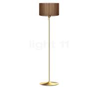 Umage Komorebi Santé Lampada da terra, paralume rovere scuro/piede ottone - 45 cm - rotondo