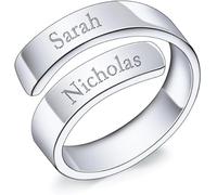 UMAGICBOX Anello con nome personalizzato, anello impilabile, regalo per la festa della mamma, gioielli per donne, compleanno, damigella d'onore, anniversario, Natale, amiche, mamme e nonne, Metallo