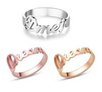 UMAGICBOX Anello con nome personalizzato, anello impilabile, regalo per la festa della mamma, gioielli per donne, compleanno, damigella d'onore, anniversario, Natale, amiche, mamme e nonne, Metallo