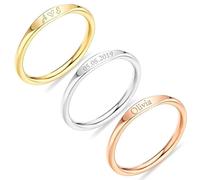 UMAGICBOX Anello con nome personalizzato, anello impilabile, regalo per la festa della mamma, gioielli per donne, compleanno, damigella d'onore, anniversario, Natale, amiche, mamme e nonne, Metallo