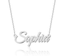 UMAGICBOX Collana con nome personalizzato | 14 stili di font tra cui scegliere | Ciondolo personalizzabile in acciaio inossidabile placcato in oro 18K e argento sterling | Un regalo indimenticabile