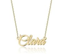 UMAGICBOX Collana Nome Personalizzata in Oro 18K Clara - Pendente Personalizzabile Inciso in Acciaio Inox per Donne - Regalo per Compleanni, Anniversari, Lauree e San Valentino