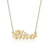 UMAGICBOX Collana Personalizzata con Nome - In Acciaio Inox 316, Placcato Oro 18K, Artigianale, 14 Stili di Caratteri e 4 Colori a Scelta - Imballaggio Elegante, Placcato oro, Nessuna pietra preziosa