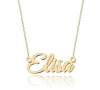 UMAGICBOX Collana Personalizzata con Nome | Scegli tra 14 Stili di Carattere | Ciondolo Personalizzabile in Acciaio Inossidabile Placcato in Oro 18K e Argento Sterling | Regalo per Lei