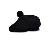 UMAM Cappello Tradizionale Scozzese Tam o' Shatner in Lana acrilica Tammy Cappello Piatto Cofano Kilt Molti Tartan, Nero Tinta Unita 022tcp, Etichettalia Unica