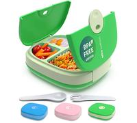 Umami Bento Box Bambini, 3 Scomparti, Posate, Ermetico, 3-9 Anni | 800 ml, senza BPA, adatto alla lavastoviglie, facile da aprire per piccole mani, porta pranzo per scuola, asilo, Verde
