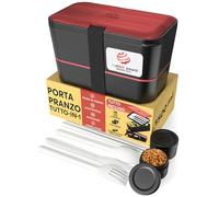Umami Porta Pranzo Adulti Ermetico, Bento Box con Scomparti e 4 Posate | 1500 ml, impilabile e componibile, microonde e lavastoviglie, ideale per ufficio, picnic, schiscetta Palissandro Nero