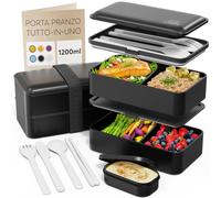 Umami Porta Pranzo Adulti Ermetico, Bento Box con Scomparti e 4 Posate