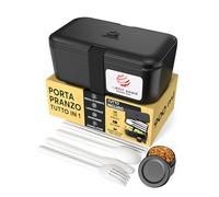 Umami Porta Pranzo Lunch Box Impilabile 4 scomparti con posate, Ermetico Onyx 900 ml