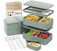 Umami Porta Pranzo Adulti Ermetico, Bento Box con Scomparti e 4 Posate