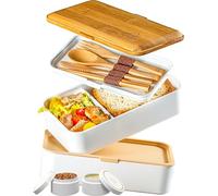Umami Porta Pranzo Lunch Box Ermetico con 4 Scomparti e Posate, Sicuro per Microonde, Lavastoviglie Portapranzo Ufficio, Bento Lunchbox Prova di Perdite per Adulti, Schiscetta Pranzo