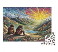 Umani Antichi che Osservano il Paesaggio Puzzle 1000 Pezzi Carta per Adulti Valle all’Alba Rilassamento Decorazione Casa Regalo Famiglia Interazione 70x50cm/1000pcs