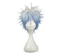 Umani Capelli Parrucche per Donne 12" Blu Bianco Parrucche con Parrucca Cuffia
