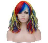 Umani Capelli Parrucche per Donne Signora 16" Rosso Evidenziato riccioo Parrucca