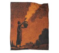 Umani che portano il fuoco, stile di decorazione della ceramica greca Coperta Campeggio Esterna Stampata Calda,morbida E Traspirante Copriletto Per Camera Letto Quattro Stagioni 70x80inch(180x200cm)