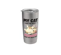 Umani Make My Head Hur Upside Down Cute Kitty Cartoon Cat Bicchiere termico in acciaio inox doppia parete