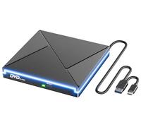 Umaniy Lettore DVD CD Esterno per PC Portatile, Masterizzatore CD/DVD +/-RW Drive CD ROM Unità DVD Esterne con RGB per Windows 11/10/8.1/7/XP/Vista/Linux/MacOS/Linux/Laptop/Desktop