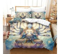 UMASQOPAM Buddha 3D Stampa Digitale Set Copripiumino 3 Pezzi Copripiumino Microfibra Morbido Set Di Biancheria Da Letto E Federe Con Cerniera Per Bambini King(220x240cm)
