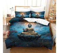 UMASQOPAM Buddha 3D Stampa Digitale Set Copripiumino Copripiumino 3 Pezzi E Federe Set Di Biancheria Da Letto Con Cerniera Microfibra Morbido Per Bambini King(220x240cm)