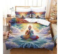 UMASQOPAM Buddha 3D Stampa Digitale Set Copripiumino Copripiumino 3 Pezzi Microfibra Morbido E Federe Set Di Biancheria Da Letto Con Cerniera Per Bambini Double(200x200cm)
