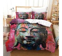 UMASQOPAM Buddha Copripiumino Set Copripiumino 3D Stampa Digitale 3 Pezzi Microfibra Morbido Set Di Biancheria Da Letto E Federe Con Cerniera Per Bambini Single(140x200cm)