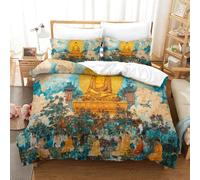 UMASQOPAM Buddha Copripiumino Set Copripiumino 3D Stampa Digitale 3 Pezzi Microfibra Morbido Set Di Biancheria Da Letto E Federe Con Cerniera Per Bambini King(220x240cm)