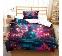 UMASQOPAM Buddha Set Copripiumino 2 Pezzi Copripiumino 3D Stampa Digitale Con Cerniera Set Di Biancheria Da Letto Microfibra Morbido E Federe Per Bambini Single(135x200cm)
