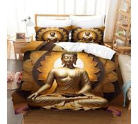 UMASQOPAM Buddha Set Copripiumino 3 Pezzi Copripiumino 3D Stampa Digitale Microfibra Morbido Set Di Biancheria Da Letto E Federe Con Cerniera Per Bambini Double(200x200cm)