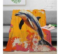 UMASQOPAM Delfino Stampa 3D Tiro Bambini Coperta Microfibra Morbida E Calda Coperta Da Viaggio Leggera Peluche Per Bambini Ragazzi Adulti Per Adulti 40x50inch(100x130cm)