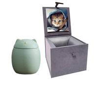 Umberdom Urna per ceneri di gatto in ceramica opaca, verde chiaro, piccola